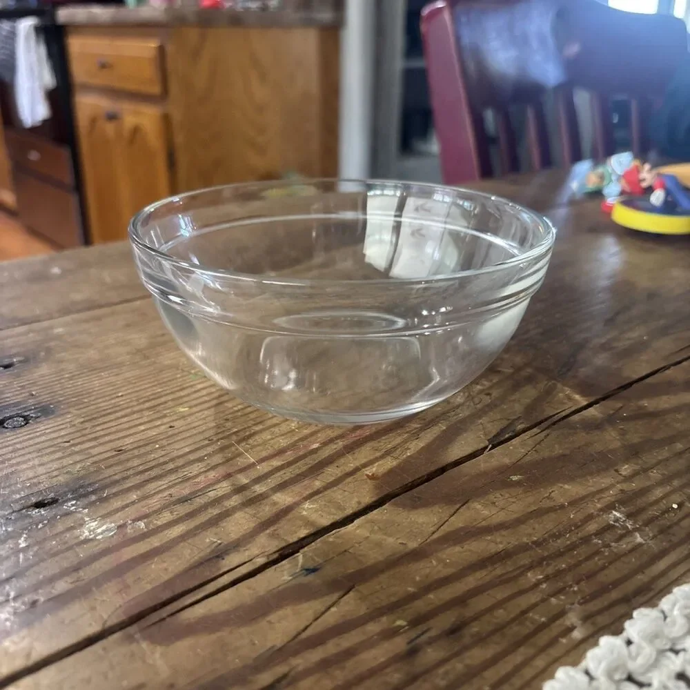 Vintage Clear Prep Mixing Bowl Durable Heat Resistant 5.5